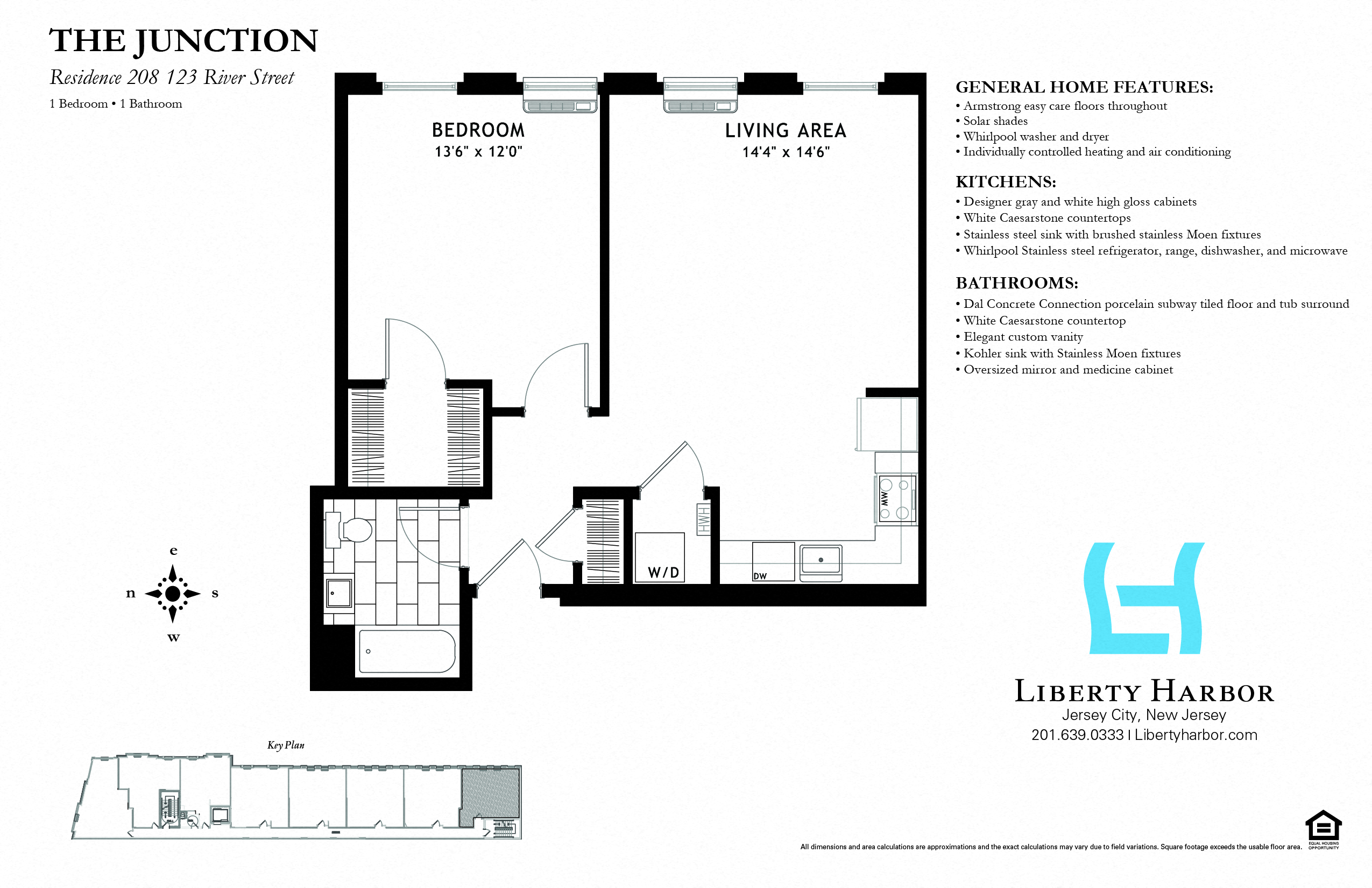 Floor plan for 1 bed, 1 bath, 663 sqft